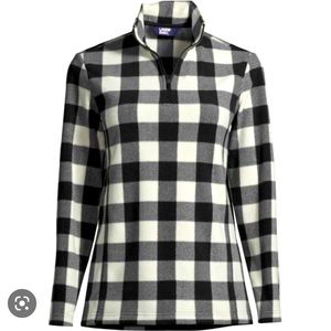 LAND’S END Women's Fleece Quarter Zip Pullover Plaid Print (L) (14-16)